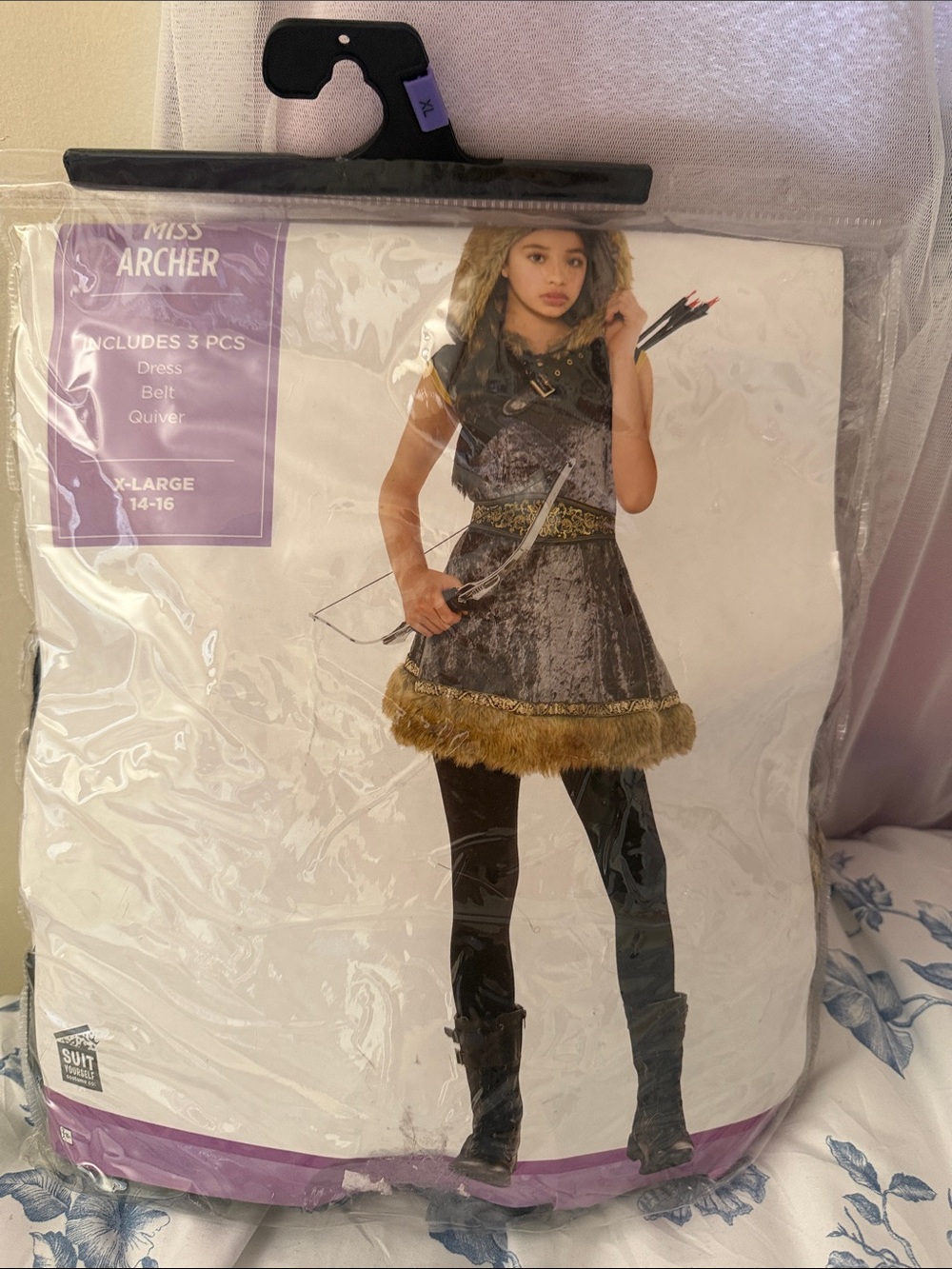 Miss Archer Girls' Archer Costume in Dark Gray with Gold Trim never used